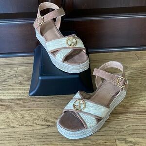 Sam&Libby Corrinne Wedge platform Sandal w9 Natural/Toffee
